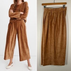 MADEWELL Wide Leg Cropped Pants Corduroy High Rise Pull-On Tobacco Brown XL